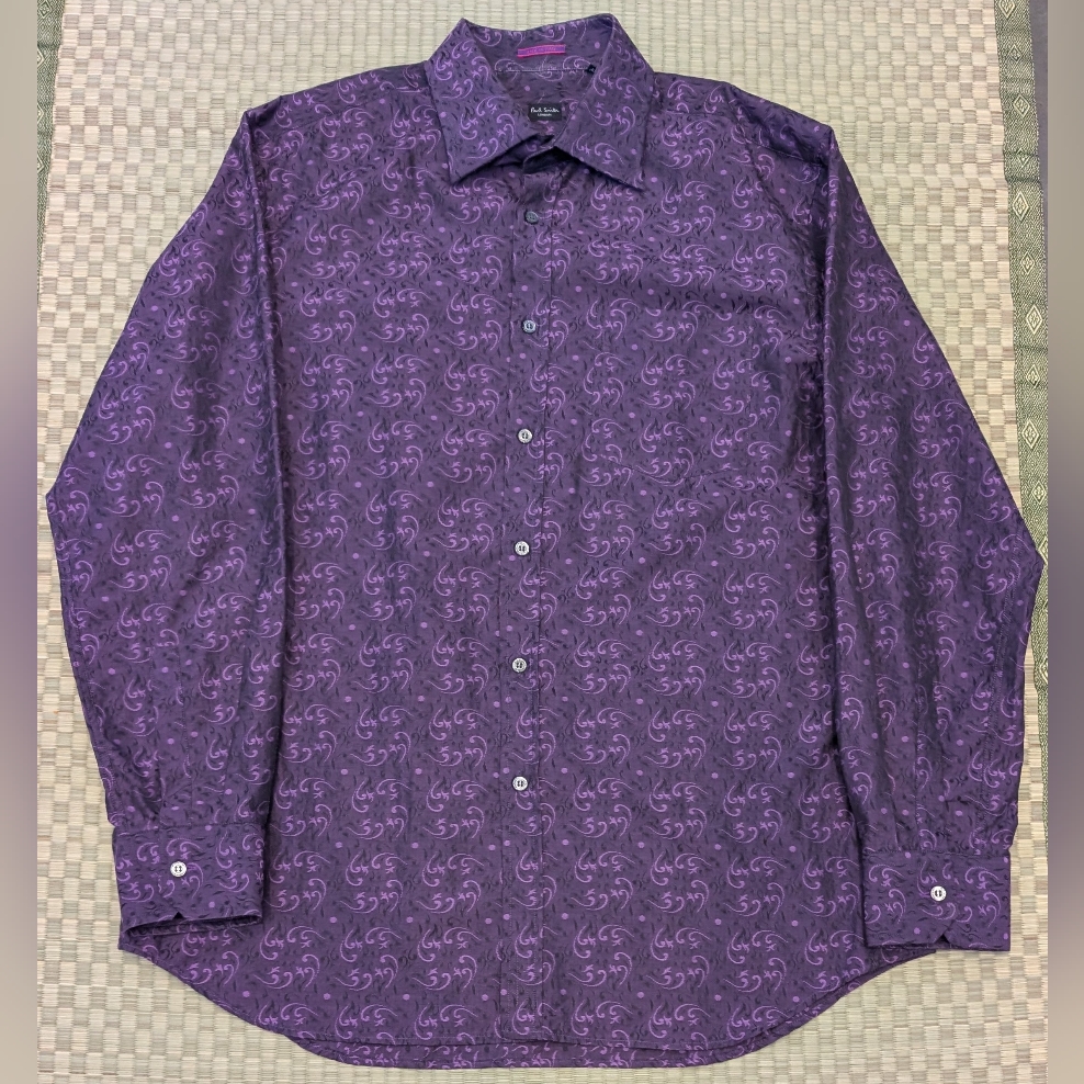Paul Smith Purple Swirl Pattern Dress Shirt Men's Size 16.5 / 42 Made In Italy